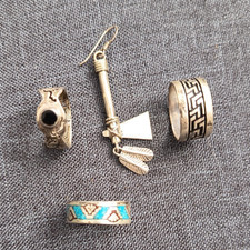 Silberfarbene Bandringe Modeschmuck 4er Konvo...
