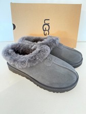 NIB UGG UGGS AUSTRALIA Tazzette Genuine Shearling Collar Slipper grey 8