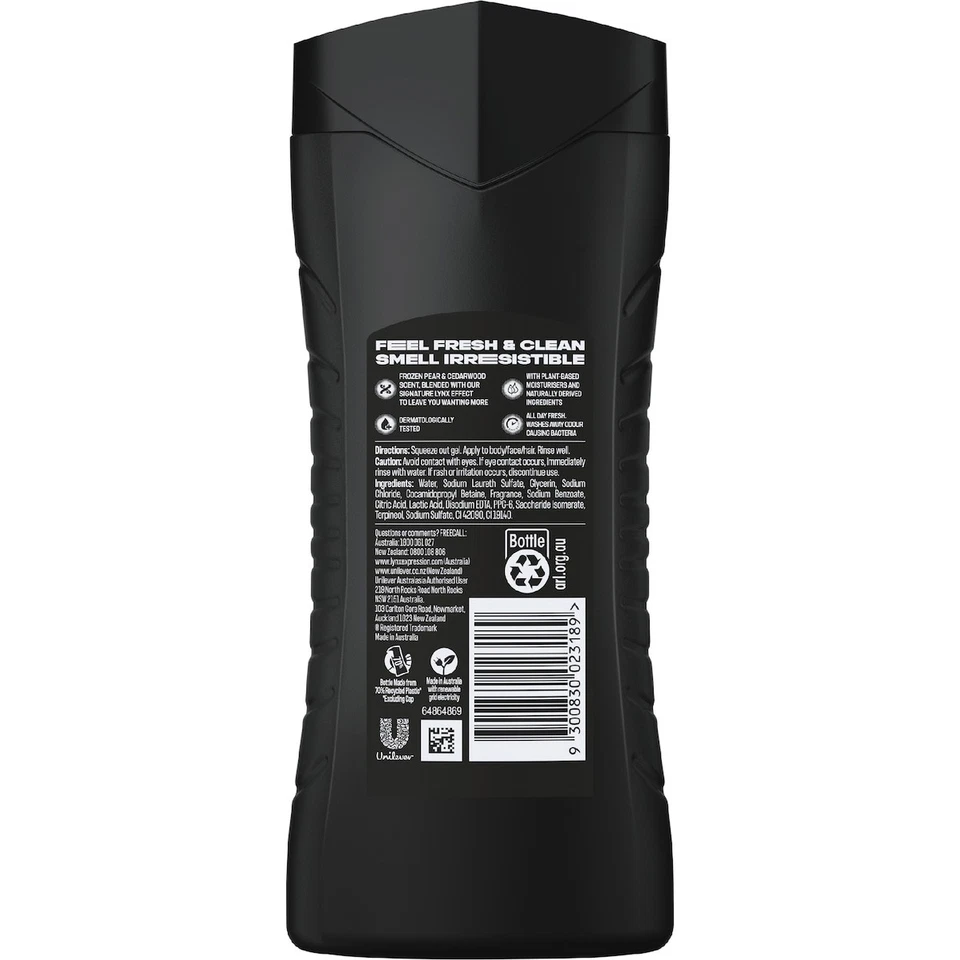 Jabón facial corporal Lynx 3 en 1 negro 400 ml Foto 2 de 3