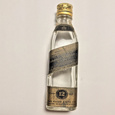 Vintage Johnnie Walker Black Label Scotch Empty Mini Bottle 1/10 Pint SCOTLAND
