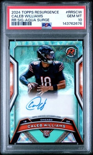 2024 Topps Resurgence Rookie Signatures Caleb Williams 28/249-Aqua Surge PSA 10