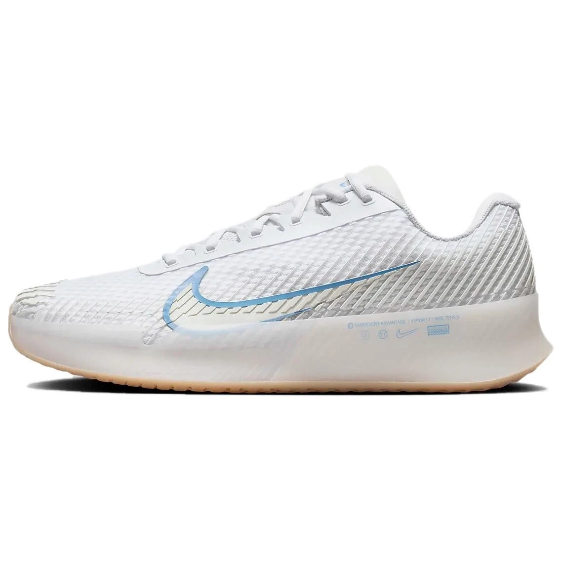 NikeCourt Air Zoom Vapor 11 HC White Light Blue Gum for Sale