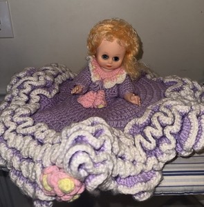 Vintage Purple crochet bed Doll