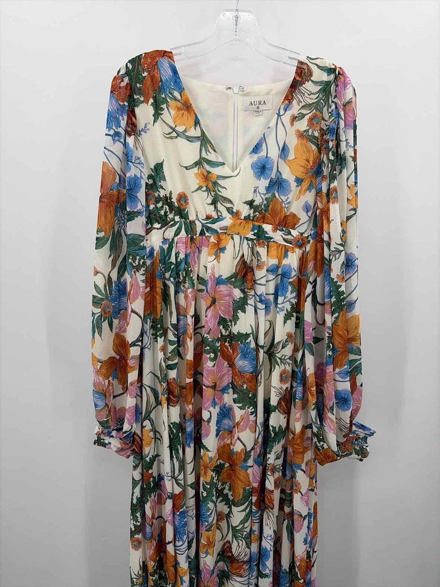 knee length dresses for ladies Aura Floral Mesh Maxi Dress main image 0