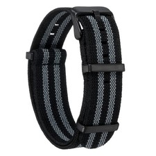 Elastic Nylon Watch Band 20mm Waterproof One Piece Watch Strap, Black/Grey