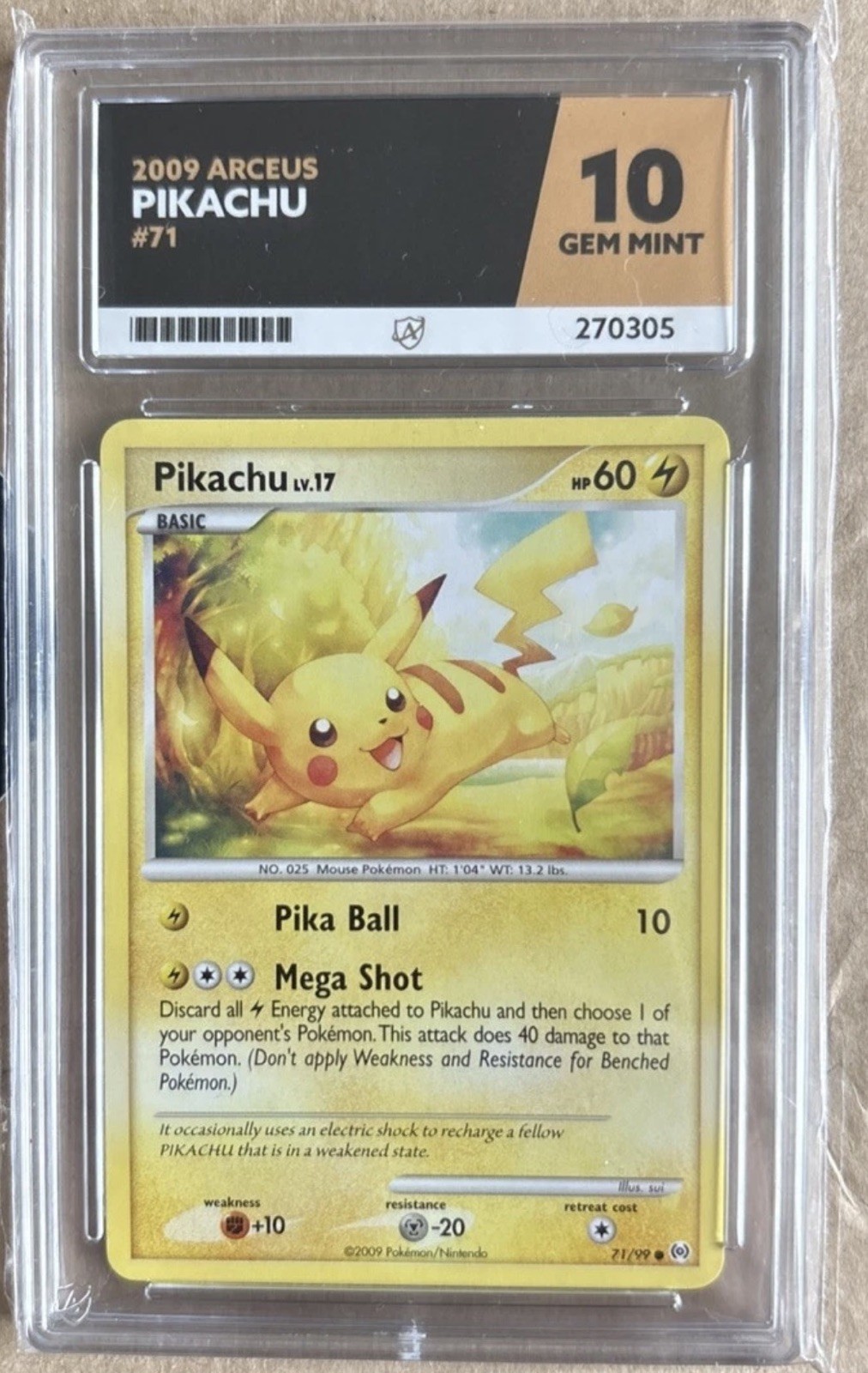 Pokémon TCG Pikachu Arceus 71/99 Common ACE (not psa) GRADING GEM MINT 10