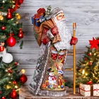 Wooden carved Santa Claus figurine 12" Handmade Christmas Home decoration indoor