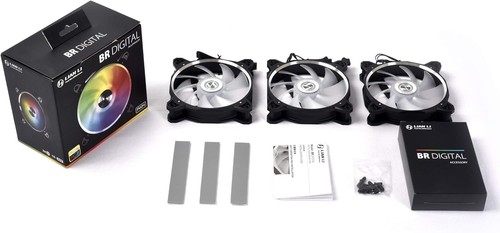 Lian Li BR Digital - Ventilateurs Noirs - Triple Pack, Ventilateurs de Refroidissement 120mm A-RGB - Photo 2/4