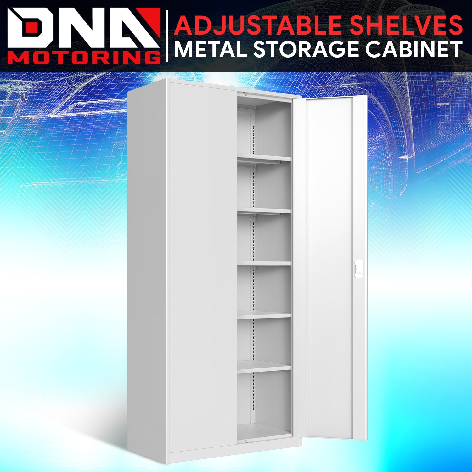 71-Inch Heavy-Duty Lockable Metal Storage Cabinet with 5 Adjustable Shelves in White