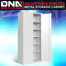 71" Lockable Heavy Duty Metal Storage Cabinet w/ 5 Adjustable Shelves White