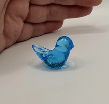 Vintage Blue Bird Miniature Bluebird of Happiness Glass Tiny Trinket Leo Ward