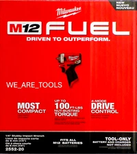 Milwaukee 2552-20 M12 FUEL 1/4" Stubby Impact Wrench 4 Speed Impact 12V
