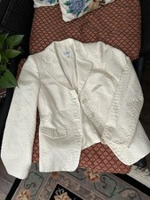 Armani Collezioni Ivory Textured Jacquard Blazer Size 8 Made in Italy