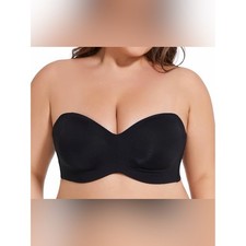 Strapless Black Smooth Bandeau Bra - Women Intimates Size 36DD