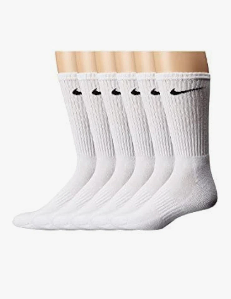 Nike Dri Fit Calcetines Secos Acolchados Algodón Crew 6 Pares GRANDES BLANCOS Foto 3 de 4