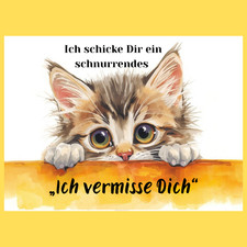 Ich vermisse Dich Karte XL Katze Grußkarte m...