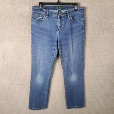 Lauren Ralph Lauren Jeans Women 10 Blue Modern Straight Mid Rise Denim Stretch