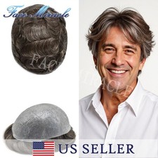 Toupee for Men Ultra Thin Skin PU Mens Hair Piece Human Hair Replacement System