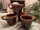 Hull Pottery Brown Drip Glaze Oven Proof USA Coffee Cups Mugs (SET OF 4 ) EUC