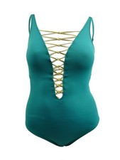 Bleu by Rod Beattie Women's Core-Lace-Down One-Piece Swimsuit 10, Deep Water 