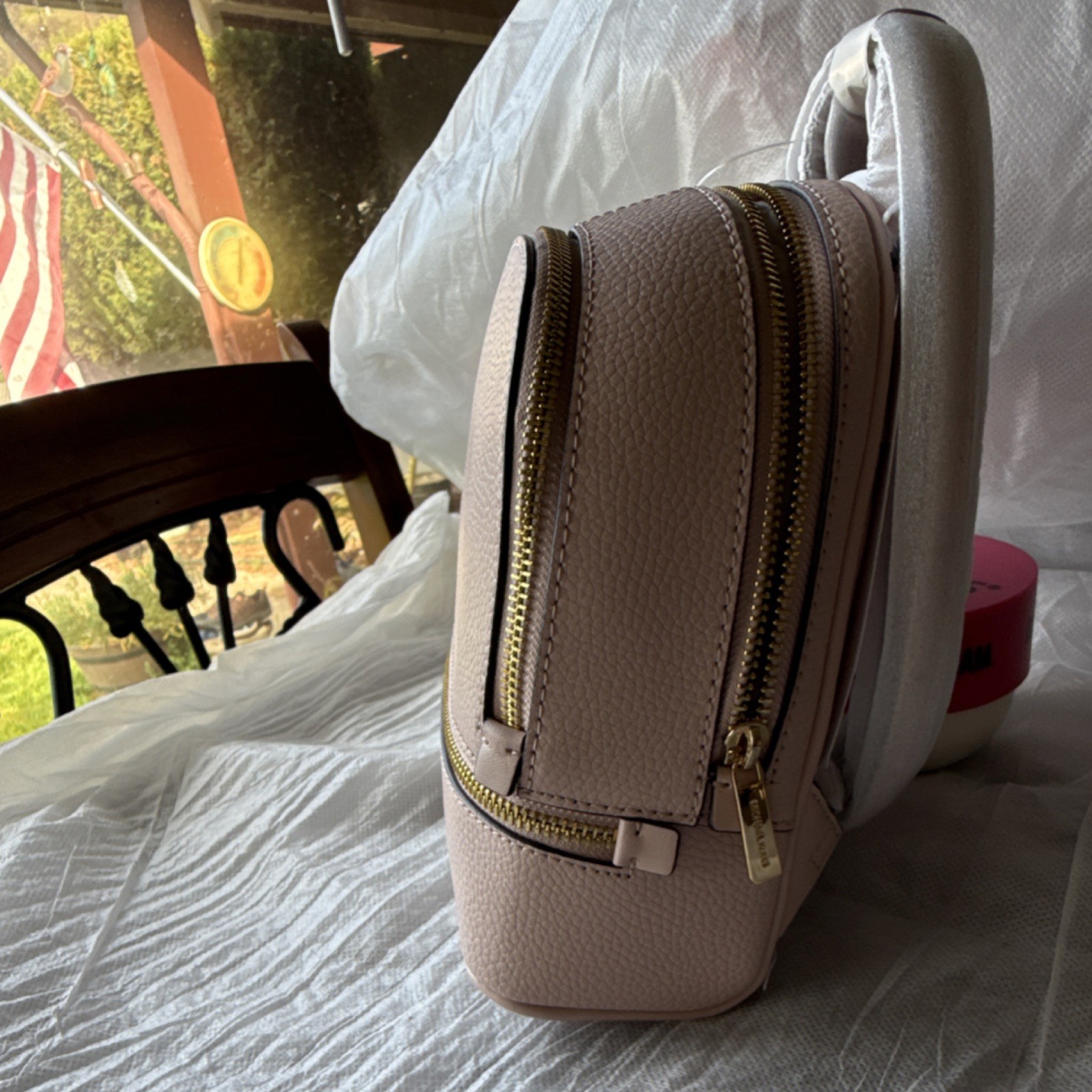 Michael Kors Women's Backpack Powder Blush Pebbled Finish with Zipper Accents thumbnail 3