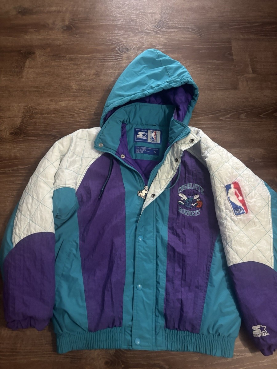 Vintage 90s Charlotte Hornets Starter Jacket Zip Up Hoodie Size