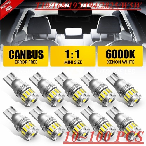 AUXITO T10 168 192 194 LED License Plate Light Bulbs Super Bright White 10-100PC