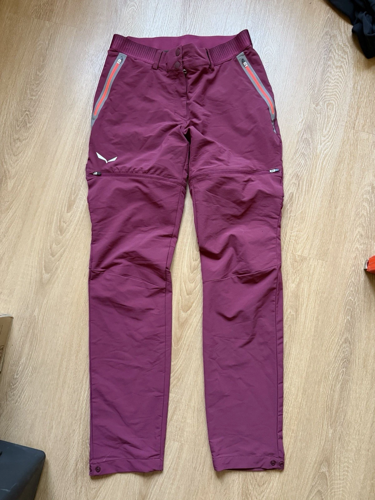 Salewa Durastretch Pedroc Pants Womens Medium Pink Softshell Hiking Zip Pockets
