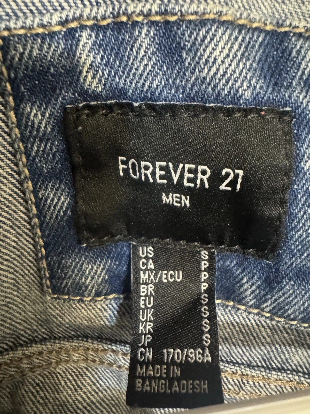 Forever 21 Mens Jean Jacket Fear The Youth Size S image 2