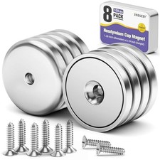 VNDUEEY 8 Pack Neodymium Magnet Cup, 100 LBS Rare Earth Magnets with Countersunk