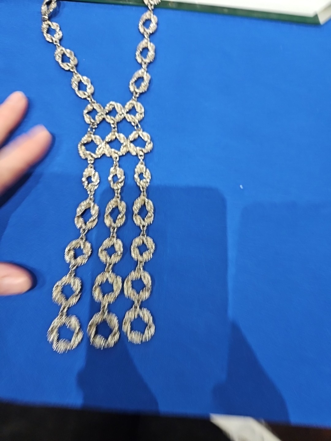 Statement Chain Necklace. Silver tone knotted rop… - image 15