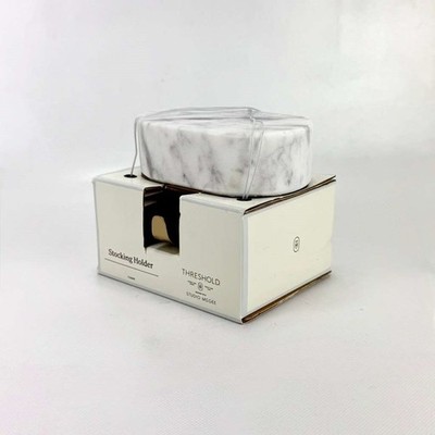 Threshold Studio McGee HTF Marble and Metal Bow Christmas Stocking Holder Metal Christmas Bow Gold Stocking Holders Marble - Threshold  main image 4