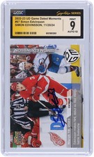 Simon Edvinsson Red Wings Signed 2022-23 Upper Deck #/1199 CGC 9/10 Rookie Card