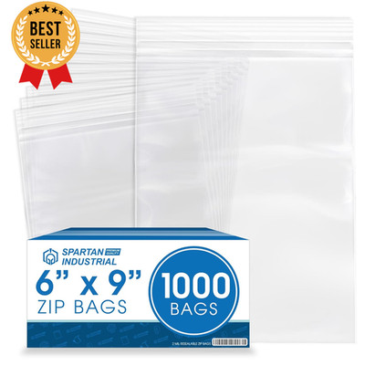 1000 Clear Reclosable Zip Lock Bags 6x9 Inch 2 Mil Plastic Poly Medium Resealabl