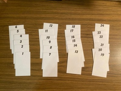 Numbers 1 to 24  Laminated Box Dividers (Set of 24) Keep Your Cards Organized