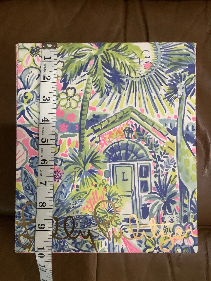 Пустая подарочная коробка Lilly Pulitzer средний цветочный ключ запад жираф солнце розовый синий - Изображение 4 из 4
