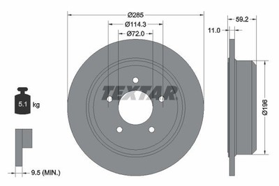 Set 2x Bremsscheibe für Jeep Wrangler I Grand 1991 - 1999 Textar 92169403