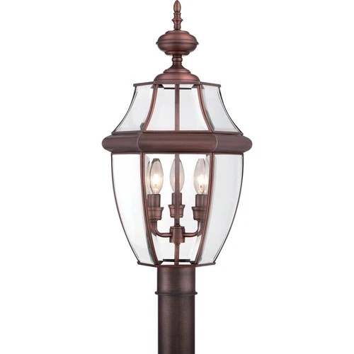 Newbury - 3 Light Large Post Lantern-Aged Copper Finish Outdoor Lantern Quoizel - Picture 1 of 7