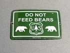 VINTAGE 12” US FOREST SMOKEY BEAR FEED PORCELAIN SIGN CAR GAS TRUCK MOTORCYCLE