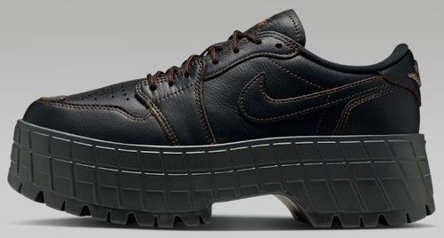 New Nike Women's Jordan 1 Low Brooklyn Shoes - Black/ Cacao Wow
