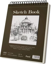 Fuxi 9" X 12" Sketch Book, Top Spiral Bound Sketch Pad, 100 Sheets 68Lb/100Gsm A