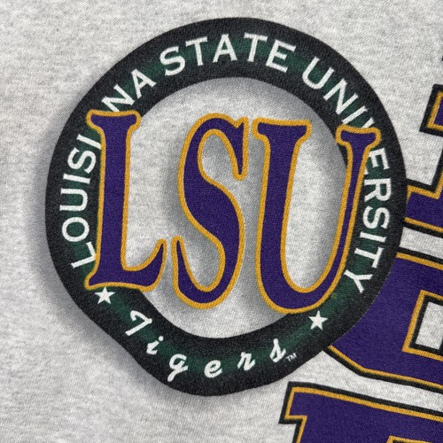 Vintage LSU Tigers Sweatshirt Mens Small Gray 90s Louisiana College Football USA - Picture 4 of 7