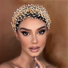 Gold Rhinestone Wedding Headband Bridal Hair Band Accessories For Brides