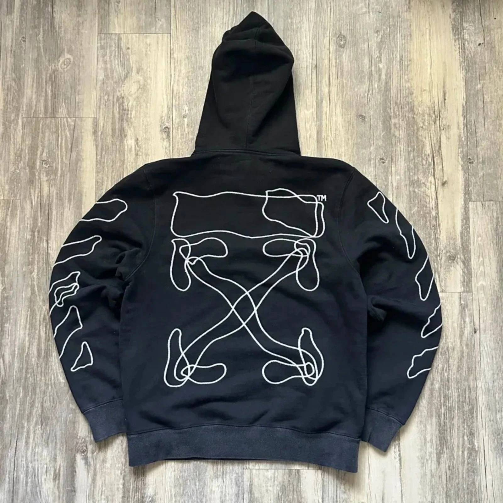 Felpa con cappuccio pullover freccia astratta Off White FW19 taglia XS