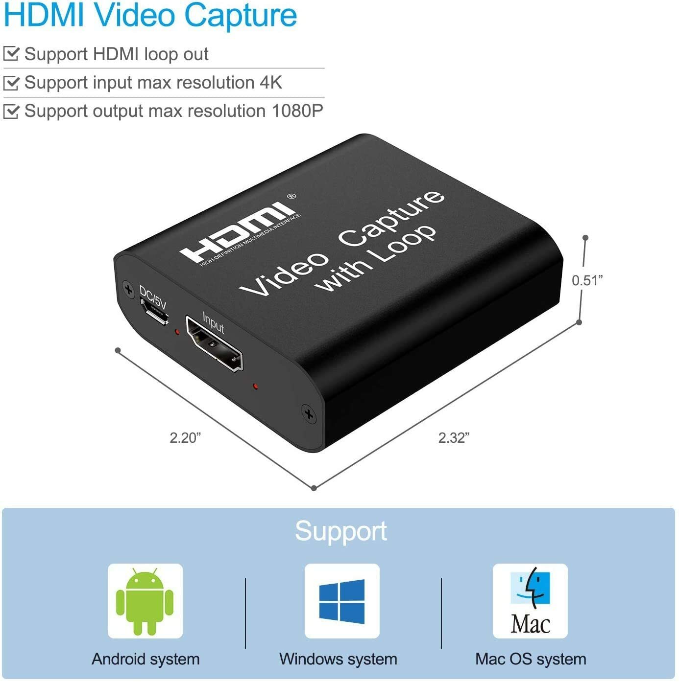 Video Capture Card 4K HDMI Video Capture Device with Loop Out Full HD 1080P  Game | eBay