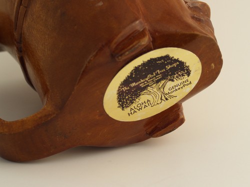 Vintage handgeschnitzter Holz MonkeyPod Kopf/Gesicht Becher - MonkeyPod Tree Shop, HI - Bild 4 von 6