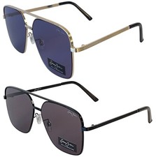 2 New Pairs Sean John Shades Urban Fashion Black  Silver Flat Lens Sunglasses