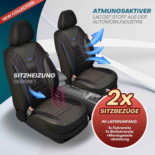 Fundas de asiento Prime adecuadas para Skoda Fabia 3 desde 2014-2020 en negro-azul JOLT806 - Imagen 3 de 10