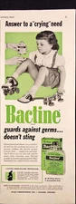 1955 Bactine First Aid Print Ad Young Girl Injured Knee Roller Skate Fall