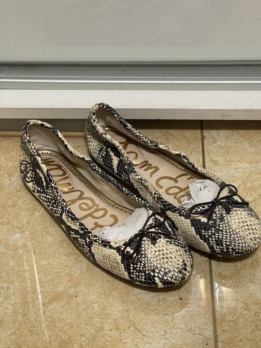 Ballerines Sam Edelman – Cuir Python – Beige – Taille US 10 (femme)